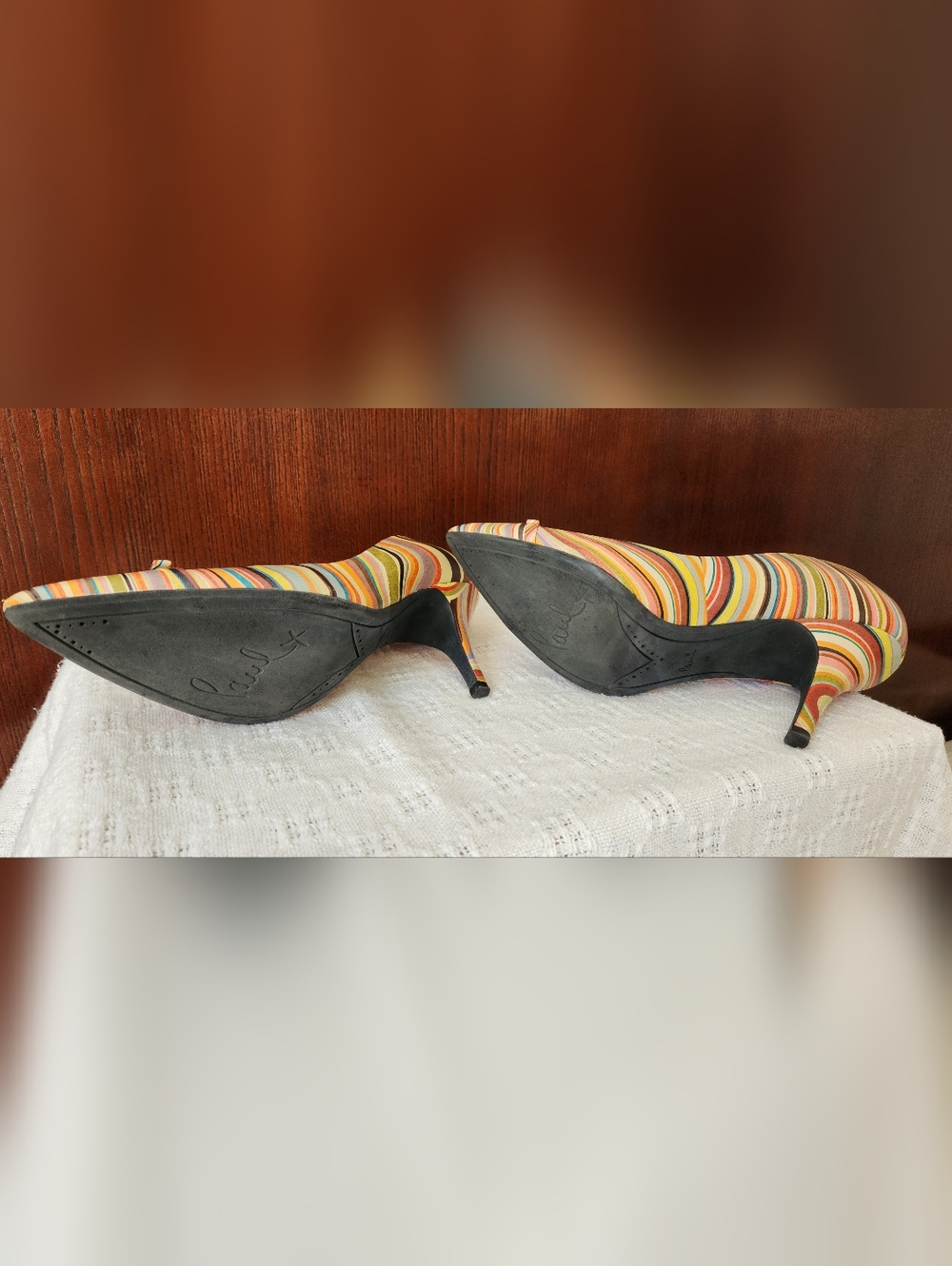 Striped Multicolour Pointed-Toe Heels - Picture 14 of 14